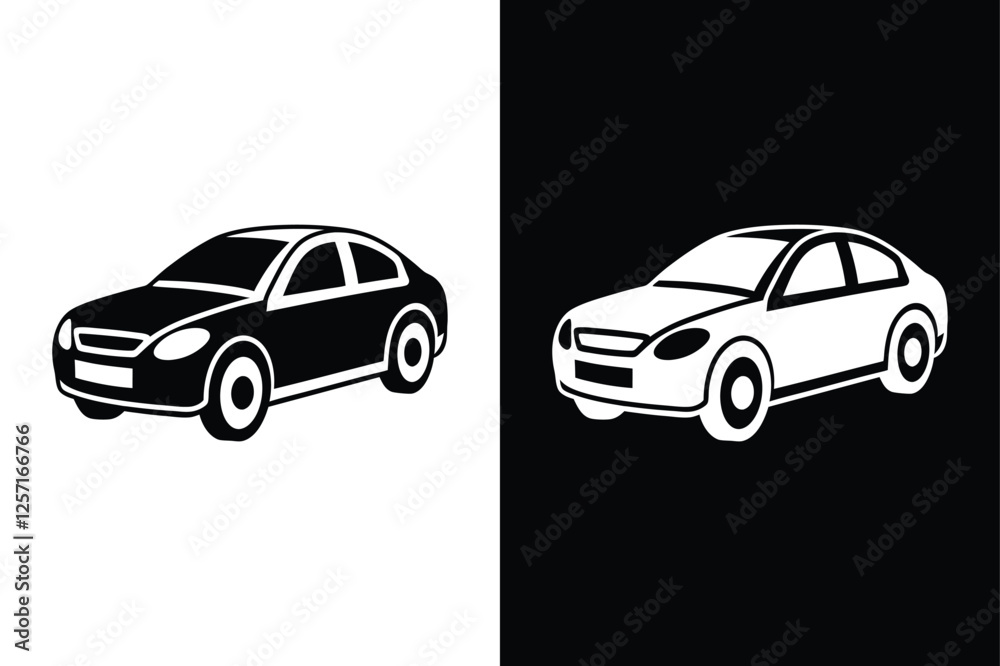Fototapeta premium Sleek Car Icon. Editable Silhouette Vector Design