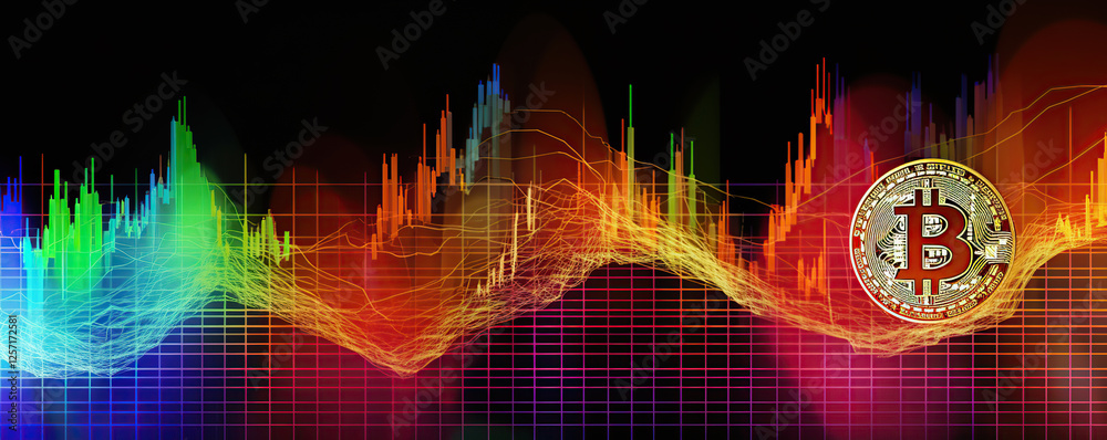 Obraz premium Visual representation of cryptocurrency market trends and Bitcoin value fluctuations