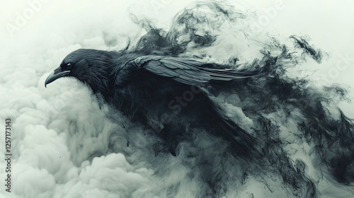 Raven Transformed Into Smoke And Clouds photo