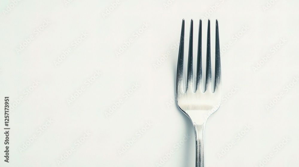 Detailed Image of Isolated Silver Fork with Distinct Tines on White Background Detailed Image of Isolated Silver Fork with Distinct Tines on White Background