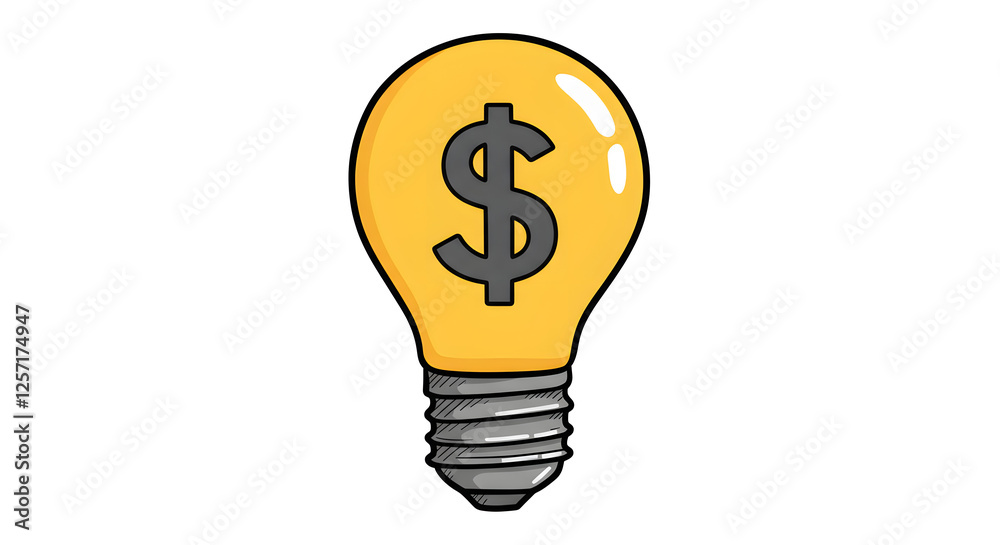 Money Idea Concept Yellow Lightbulb with Dollar Sign Illustration Money Idea Concept Yellow Lightbulb with Dollar Sign Illustration