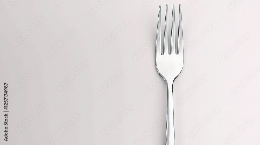 Single Silver Fork Isolated on White Background in 3D Illustration Single Silver Fork Isolated on White Background in 3D Illustration