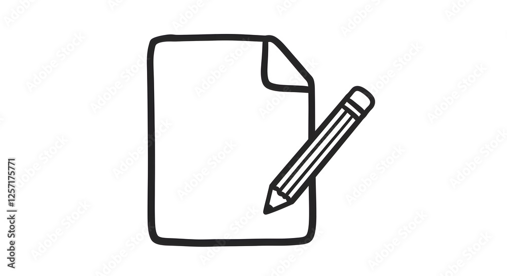 Blank Paper Sheet with Pencil Illustration for Notes or Sketching Blank Paper Sheet with Pencil Illustration for Notes or Sketching