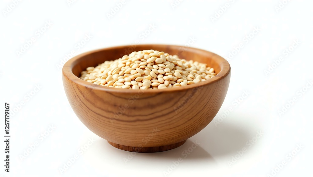 flaxseeds placed in a rustic wooden bowl, isolated on a pure white background with a precise clipping path flaxseeds placed in a rustic wooden bowl, isolated on a pure white background with a precise clipping path