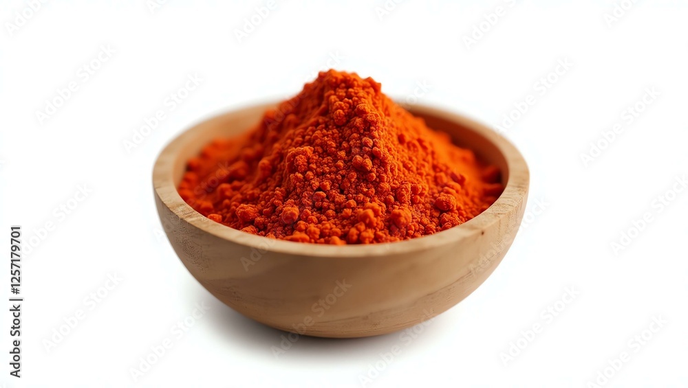 aleppo pepper placed in a rustic wooden bowl, isolated on a pure white background with a precise clipping path aleppo pepper placed in a rustic wooden bowl, isolated on a pure white background with a precise clipping path