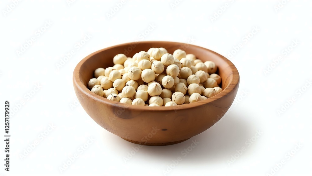 white pepper placed in a rustic wooden bowl, isolated on a pure white background with a precise clipping path white pepper placed in a rustic wooden bowl, isolated on a pure white background with a precise clipping path