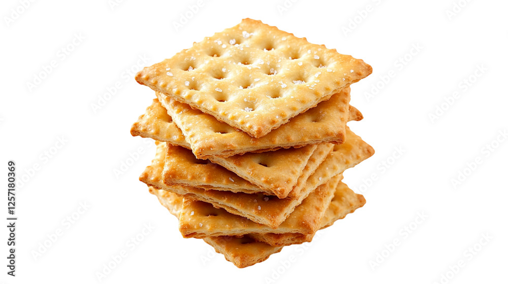 Stack of salty square crackers delicious snack food Stack of salty square crackers delicious snack food