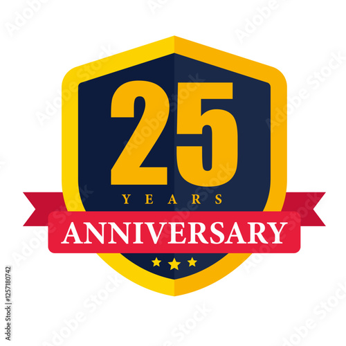 25 years anniversary badge flat vector illustration logo icon
