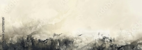 Abstract Painting With A Blend Of Neutral And Dark Tones. Serene And Atmospheric.