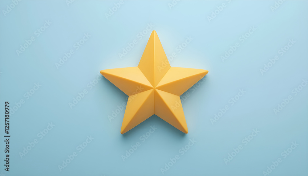 Fototapeta premium A bright, gold star design against a light blue background.