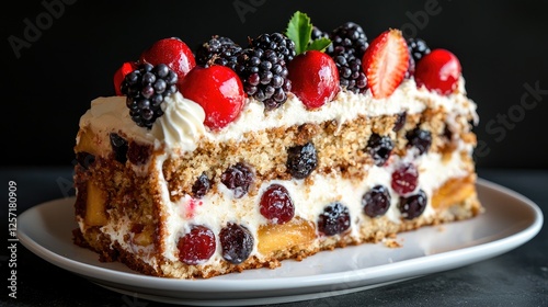 Wallpaper Mural Delicious Fruit Cake Slice on Plate Torontodigital.ca