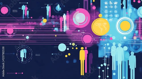 Creative visualization of segmentation and targeting frameworks for digital marketing highlighting personalized outreach and audience analysis
