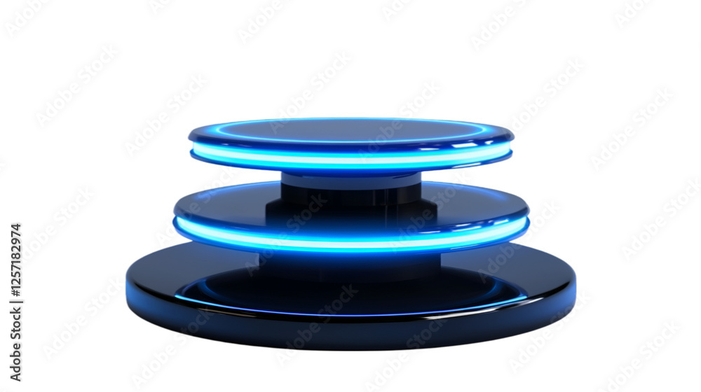 Futuristic glowing blue platform display stand Futuristic glowing blue platform display stand