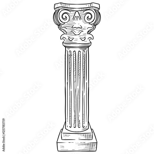 greek and roman columns handdrawn illustration