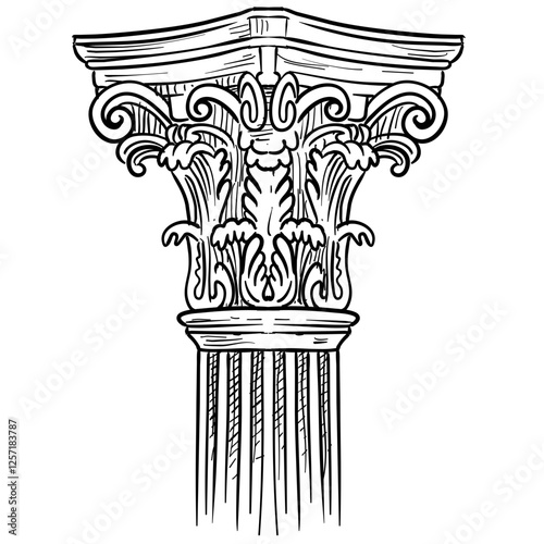 greek and roman columns handdrawn illustration