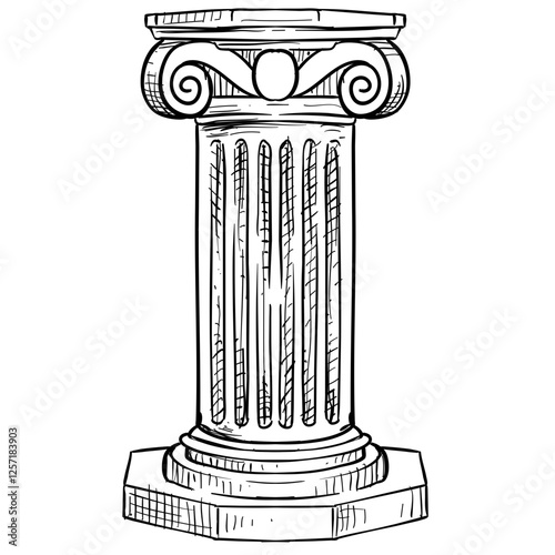 greek and roman columns handdrawn illustration