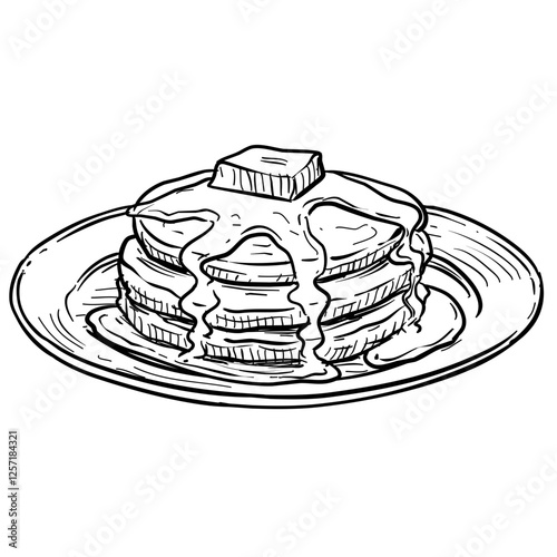 american pancakes handdrawn illustration
