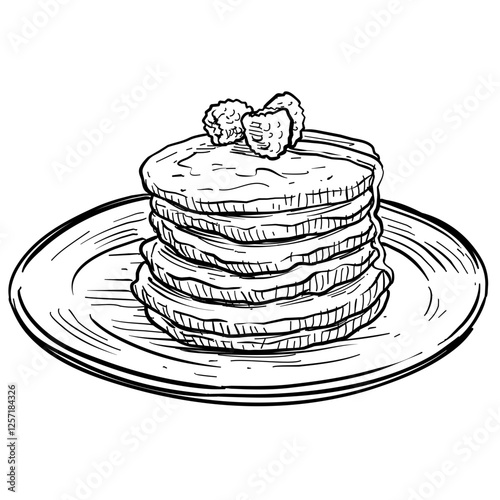 american pancakes handdrawn illustration