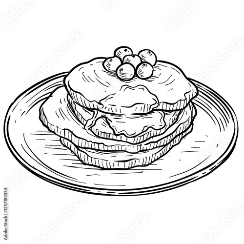 american pancakes handdrawn illustration