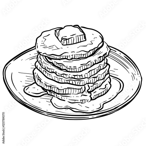 american pancakes handdrawn illustration