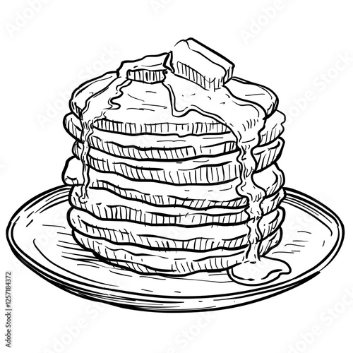 american pancakes handdrawn illustration