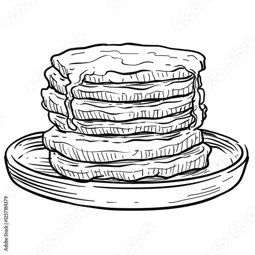 american pancakes handdrawn illustration