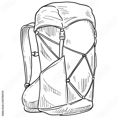 hiking and trekking bags handdrawn illustration
