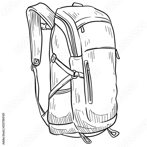 hiking and trekking bags handdrawn illustration