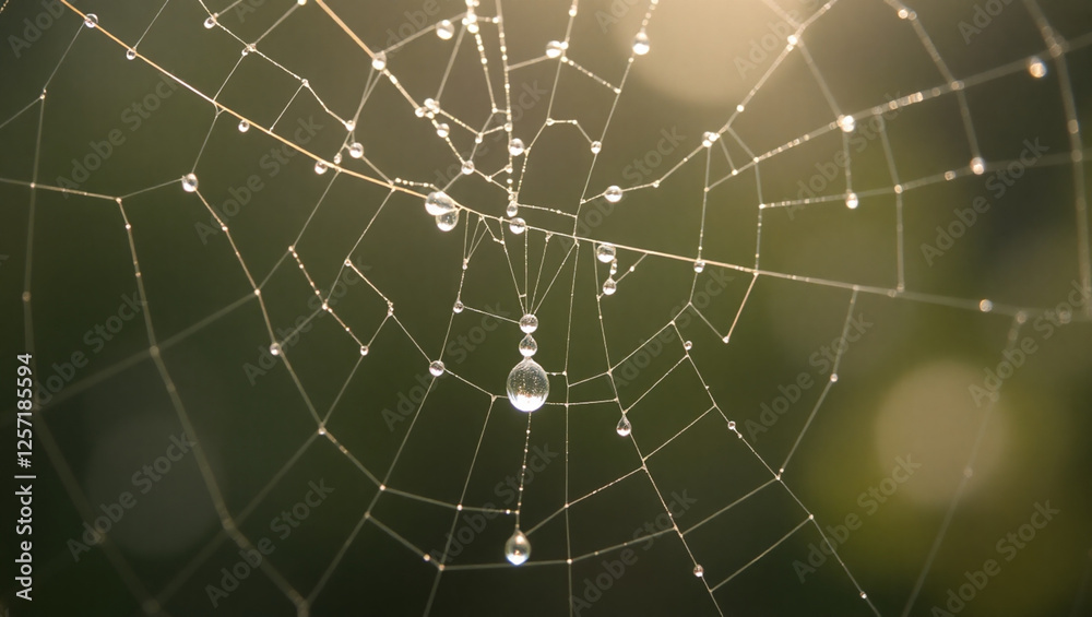 Obraz premium water drops on spider webs