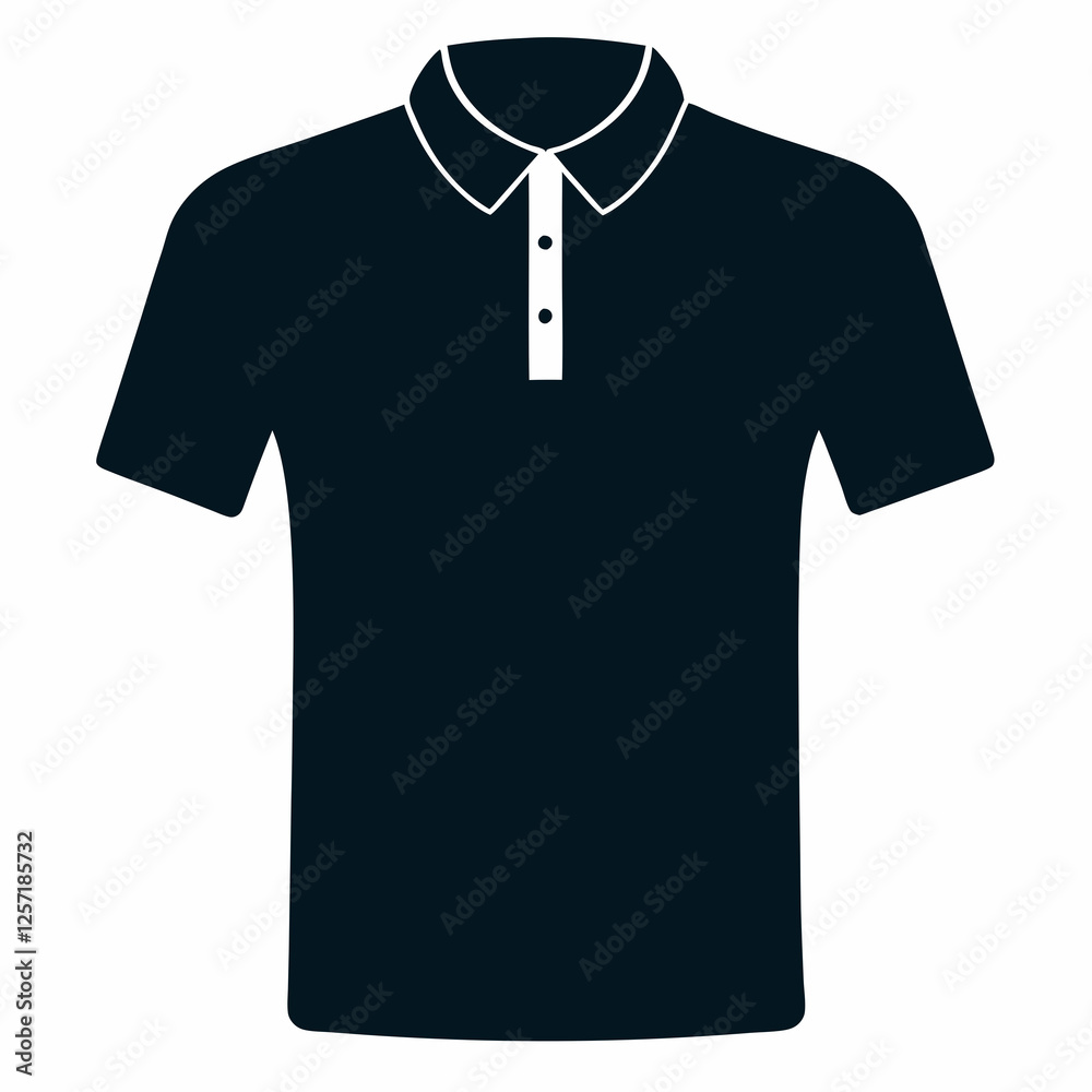 Henley Shirt Black Silhouette Vector on White Background Henley Shirt Black Silhouette Vector on White Background