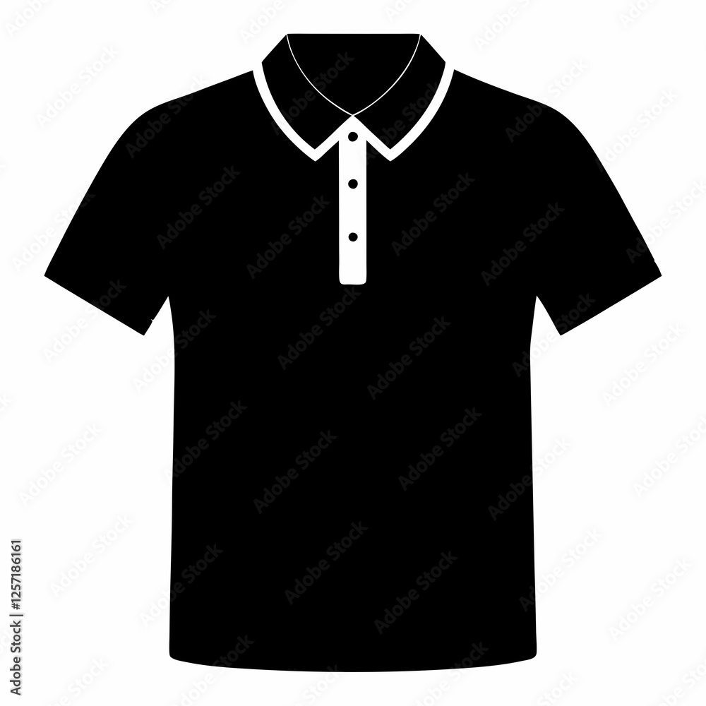 Henley Shirt Black Silhouette Vector on White Background Henley Shirt Black Silhouette Vector on White Background