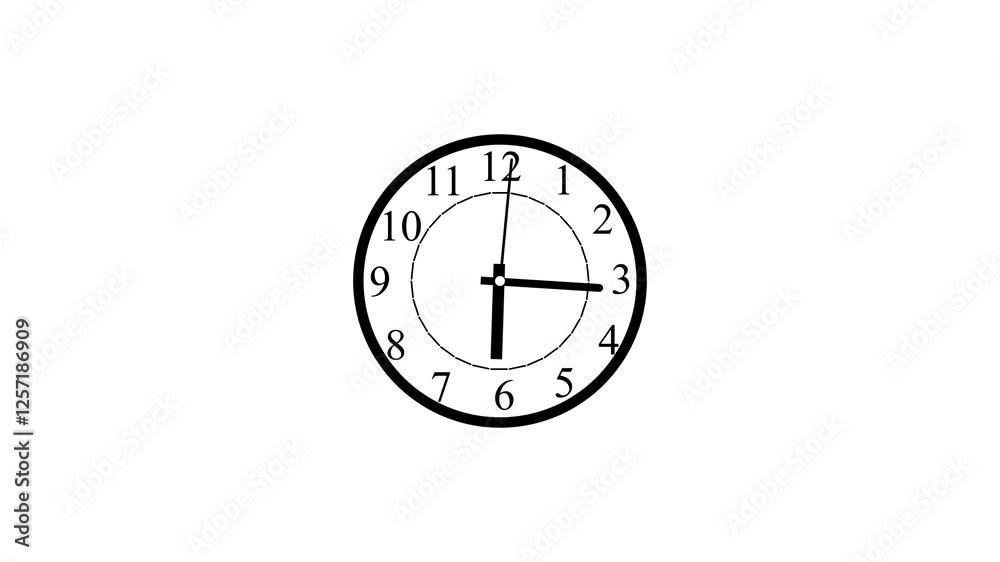 clock icon animation black color on a white background. clock icon animation black color on a white background.