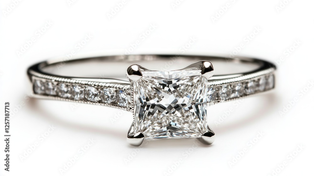 Elegant Square Diamond Ring, Close-up Elegant Square Diamond Ring, Close-up