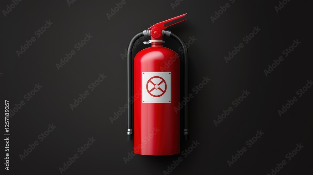 Striking red fire extinguisher against black, essential fire safety and prevention equipment for home business protection Striking red fire extinguisher against black, essential fire safety and prevention equipment for home business protection