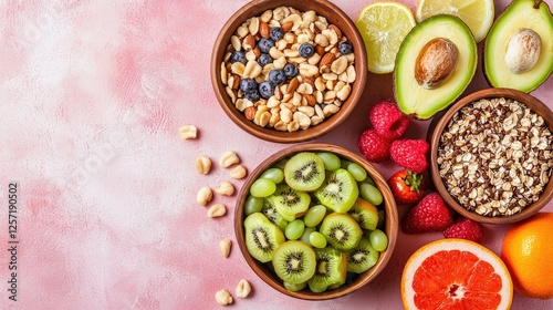 Wallpaper Mural Healthy breakfast bowl with fruits and nuts Torontodigital.ca