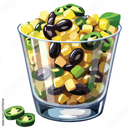Corn Bean Jalapeno Salad in Glass