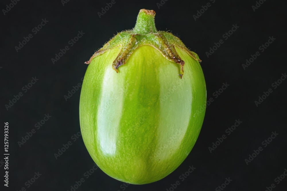 a Green Eggplant full view isolated on dark Background