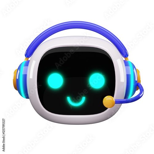 Happy robot. 3d ai character, chat bot mascot isolated on white background, GPT chatbot icon. Artificial intelligence, trendy technology, support service, funny automation computer 