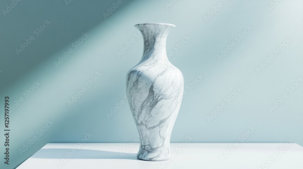 Elegant Marble Vase on Light Background