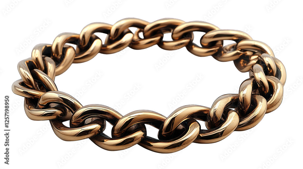 Fototapeta premium bronze chain line isolated on white background