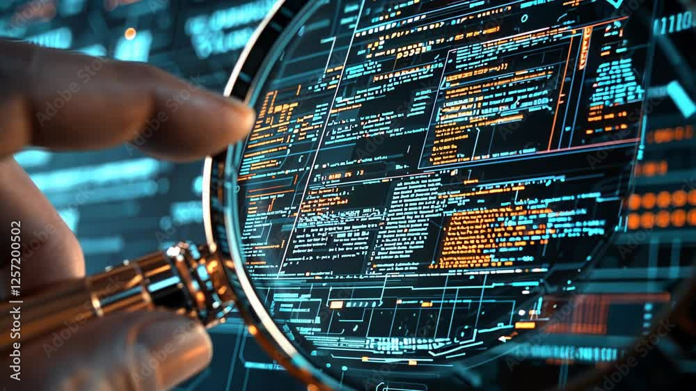 Magnifying glass over digital data: analyzing complex software code in high-tech environment. data analysis, quality assurance, software testing and debugging