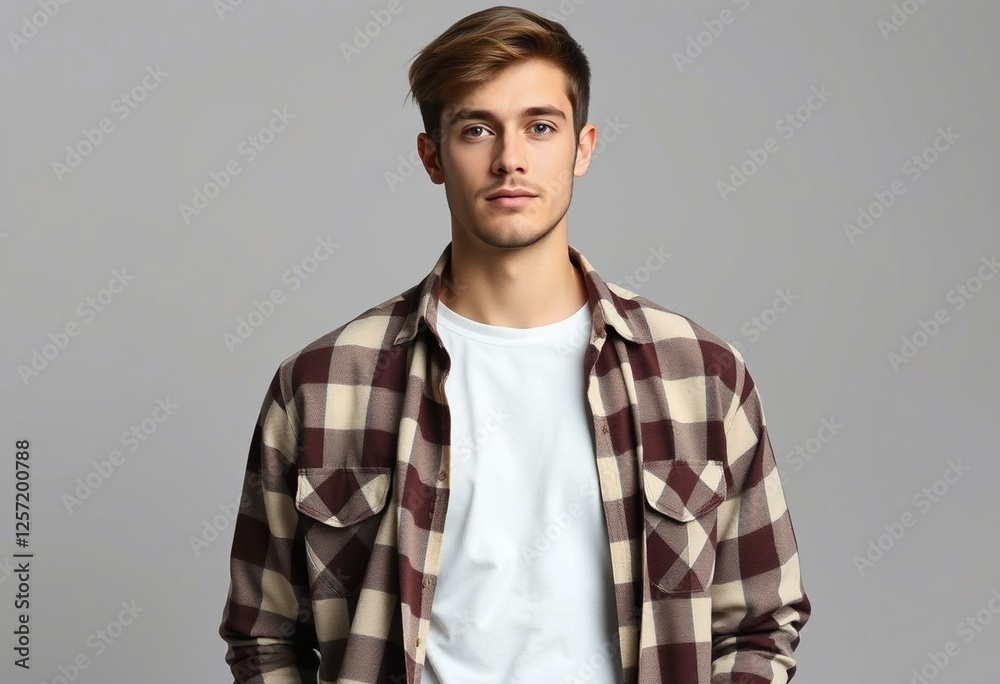 Casual male portrait in flannel shirt Casual male portrait in flannel shirt