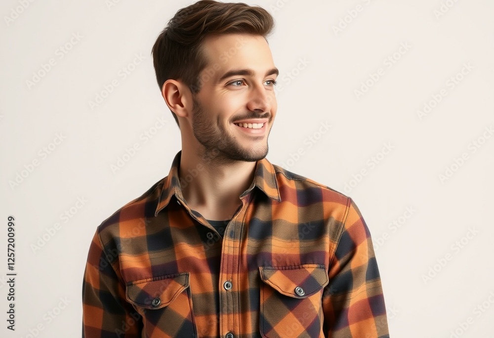 Fototapeta premium Male portrait with flannel shirt