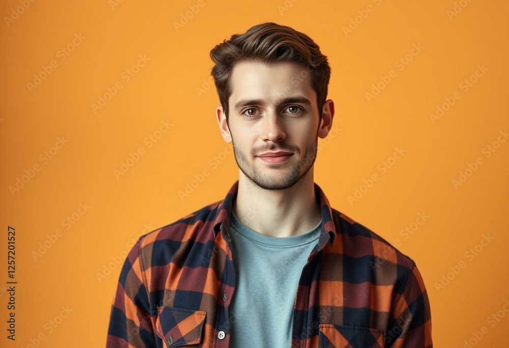 Obraz premium Portrait of a relaxed male in flannel shirt