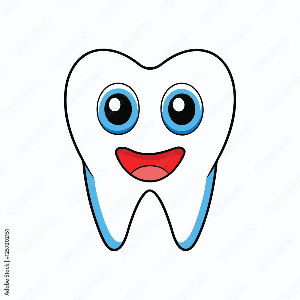 Happy Tooth Vector Illustration for Dental Care, Oral Health, and Adorable Cartoon Design
