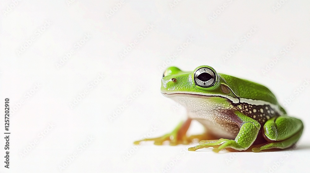 Detailed Side View of Vibrant European Tree Frog on White Background Detailed Side View of Vibrant European Tree Frog on White Background