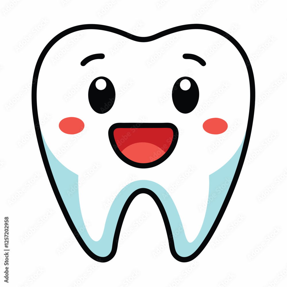 Happy Tooth Vector Illustration for Dental Care, Oral Health, and Adorable Cartoon Design

