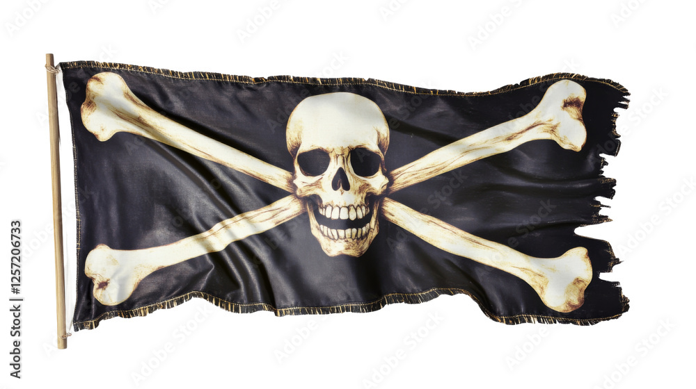 Fototapeta premium Jolly roger pirate flag waving with transparent background