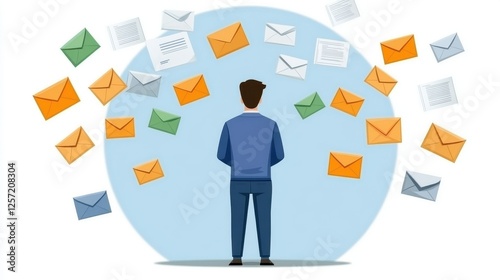 Businessman Facing Email Overload