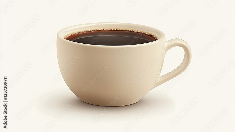 Simple Beige Cup with Black Coffee Against Light Background Simple Beige Cup with Black Coffee Against Light Background